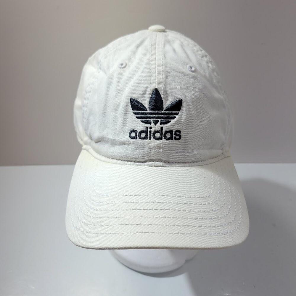 Adidas Hat Cap Strap Back White Black Trefoil Embroidered Mens Classic Casual